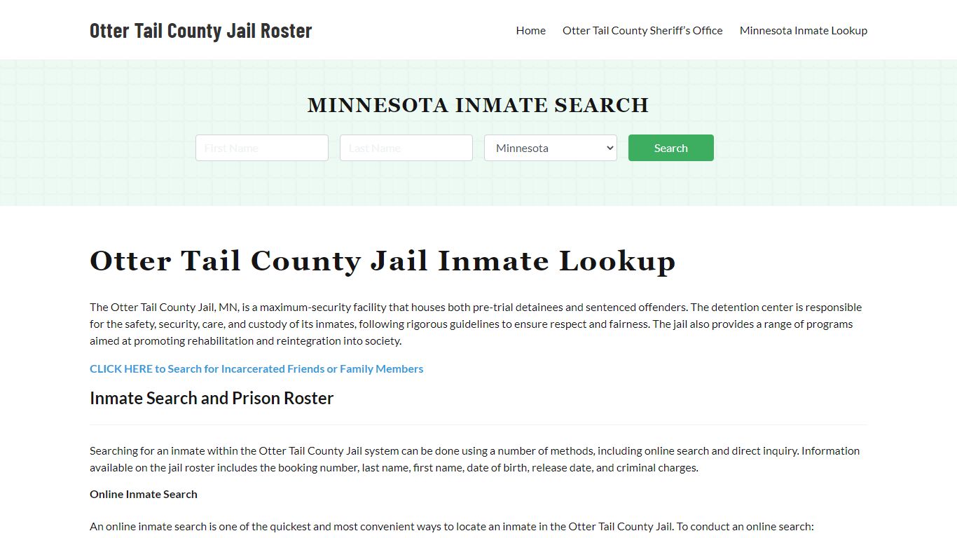 Otter Tail County Jail Roster Lookup, MN, Inmate Search
